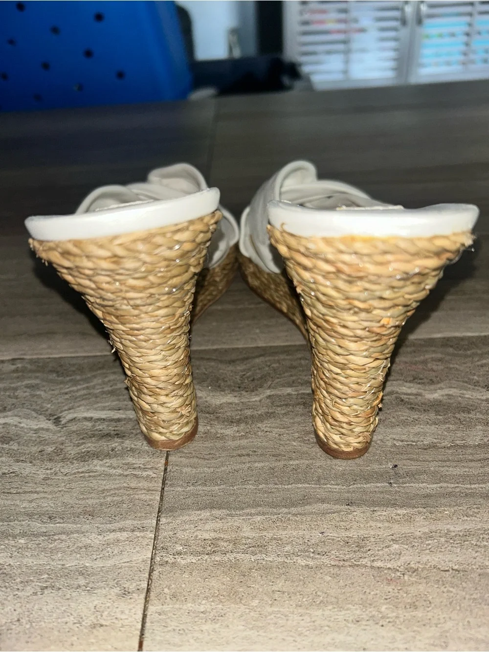 Michael Kors Cream Twisted-Strap Espadrille Wedge Sandals